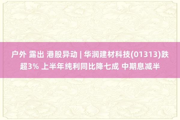 户外 露出 港股异动 | 华润建材科技(01313)跌超3% 上半年纯利同比降七成 中期息减半