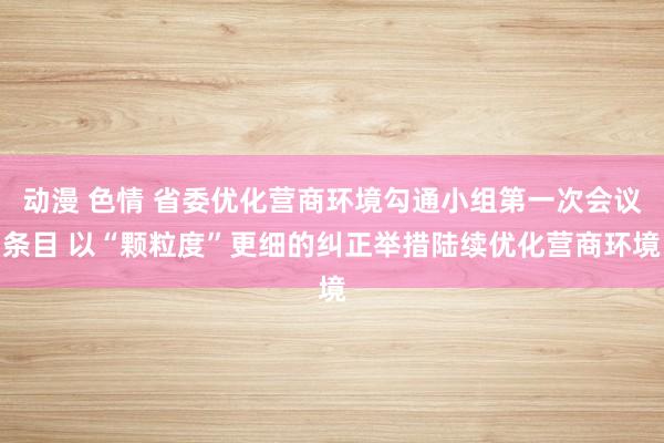 动漫 色情 省委优化营商环境勾通小组第一次会议条目 以“颗粒度”更细的纠正举措陆续优化营商环境